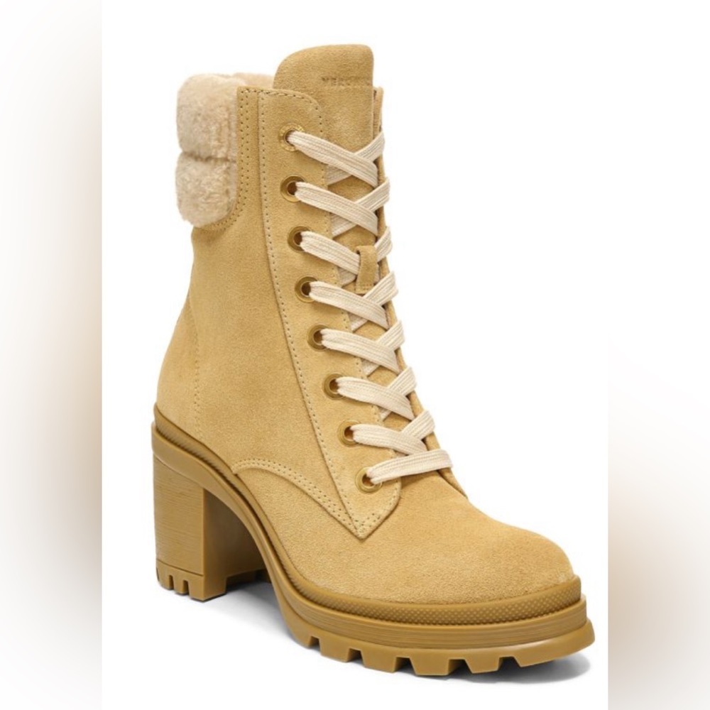 Veronica Beard Suede Lace Up Boots with fur lining, as 9
